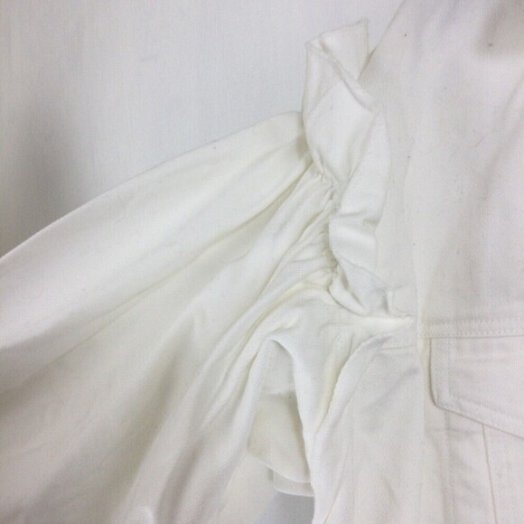 Avec Les Filles Ruffled Puff Sleeve Denim Jean Jacket White 2X NWT - Picture 5 of 13